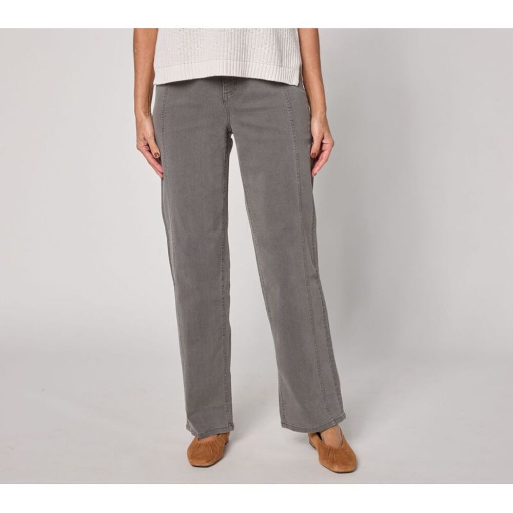 SUNNYLiFE Women's Petite Pants 6P Denim & Co. Classic Wide Leg Gray